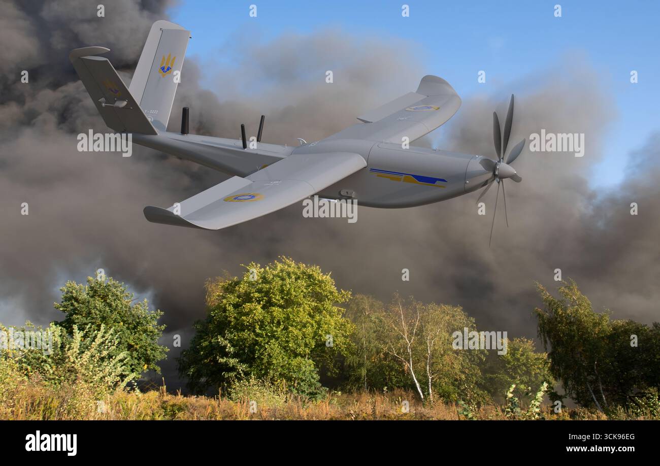 Long-range strike drones for attacking targets deep behind enemy lines Stock Photo