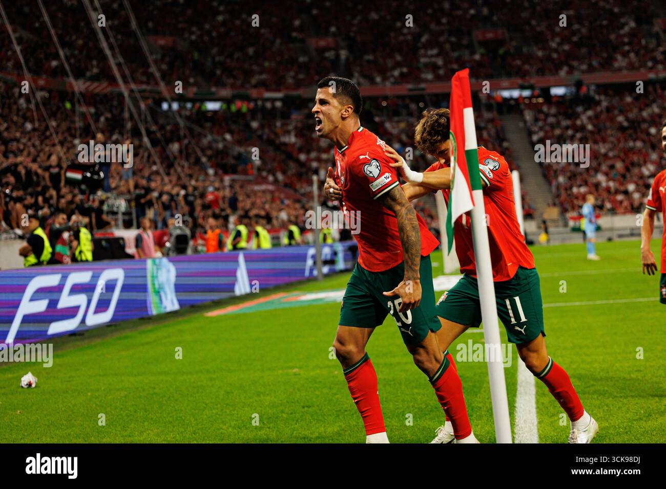 Joao Cancelo and Joao Felix seen celebrating after scoring goal during