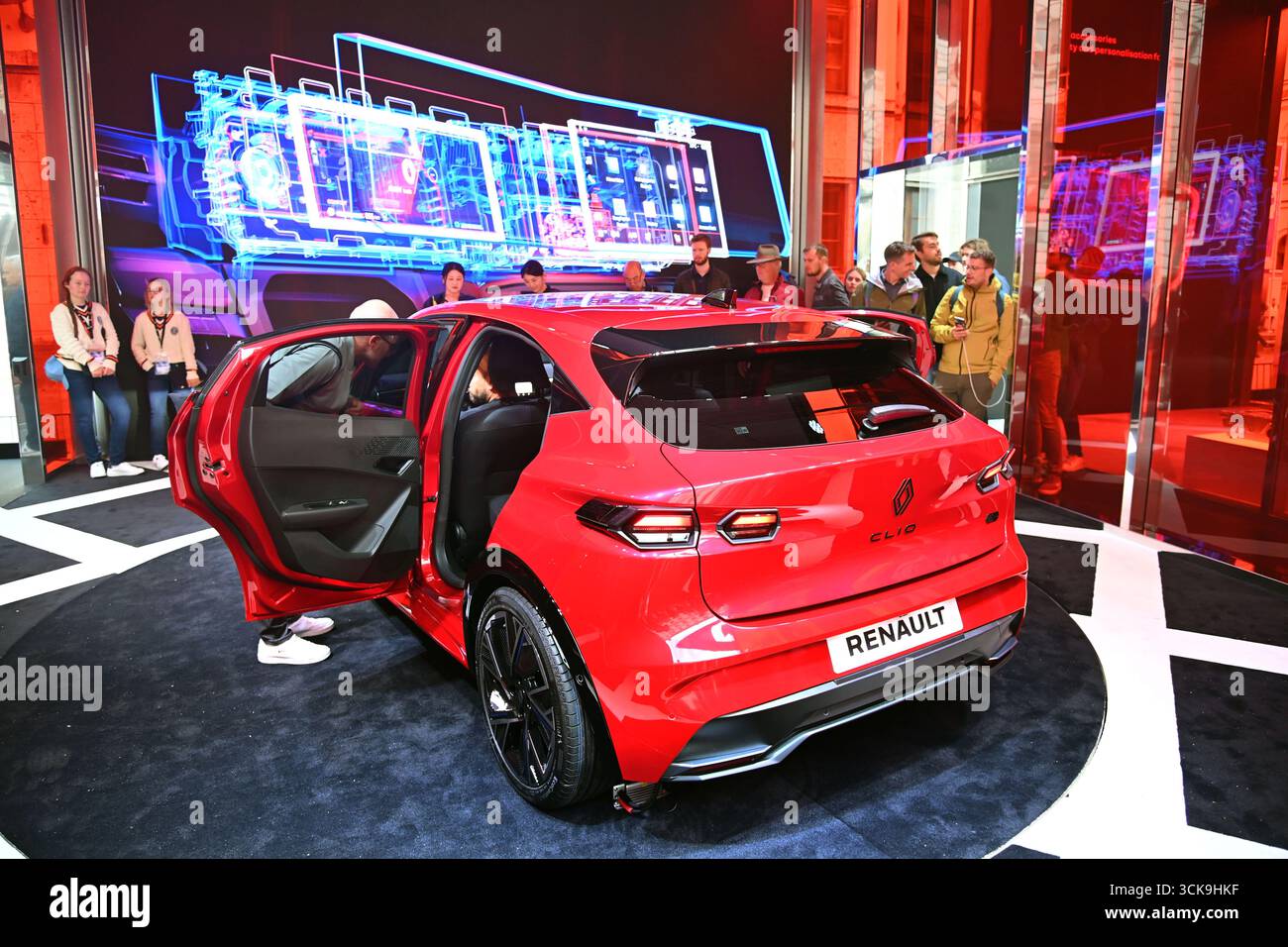 Renault booth with the Clio model. Open space on Ludwigstrasse, car ...