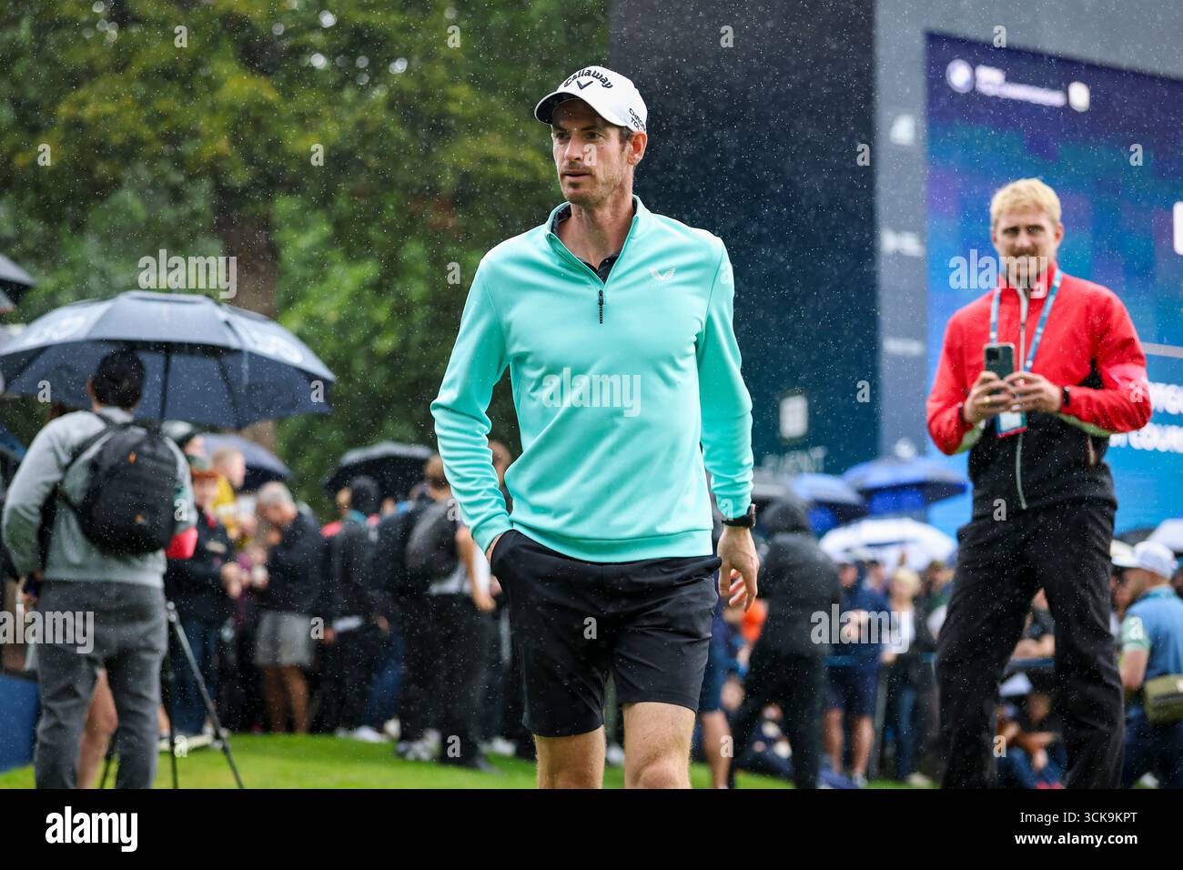 Andy Murray finishes the 18th during the BMW PGA Championship Pro-Am ...