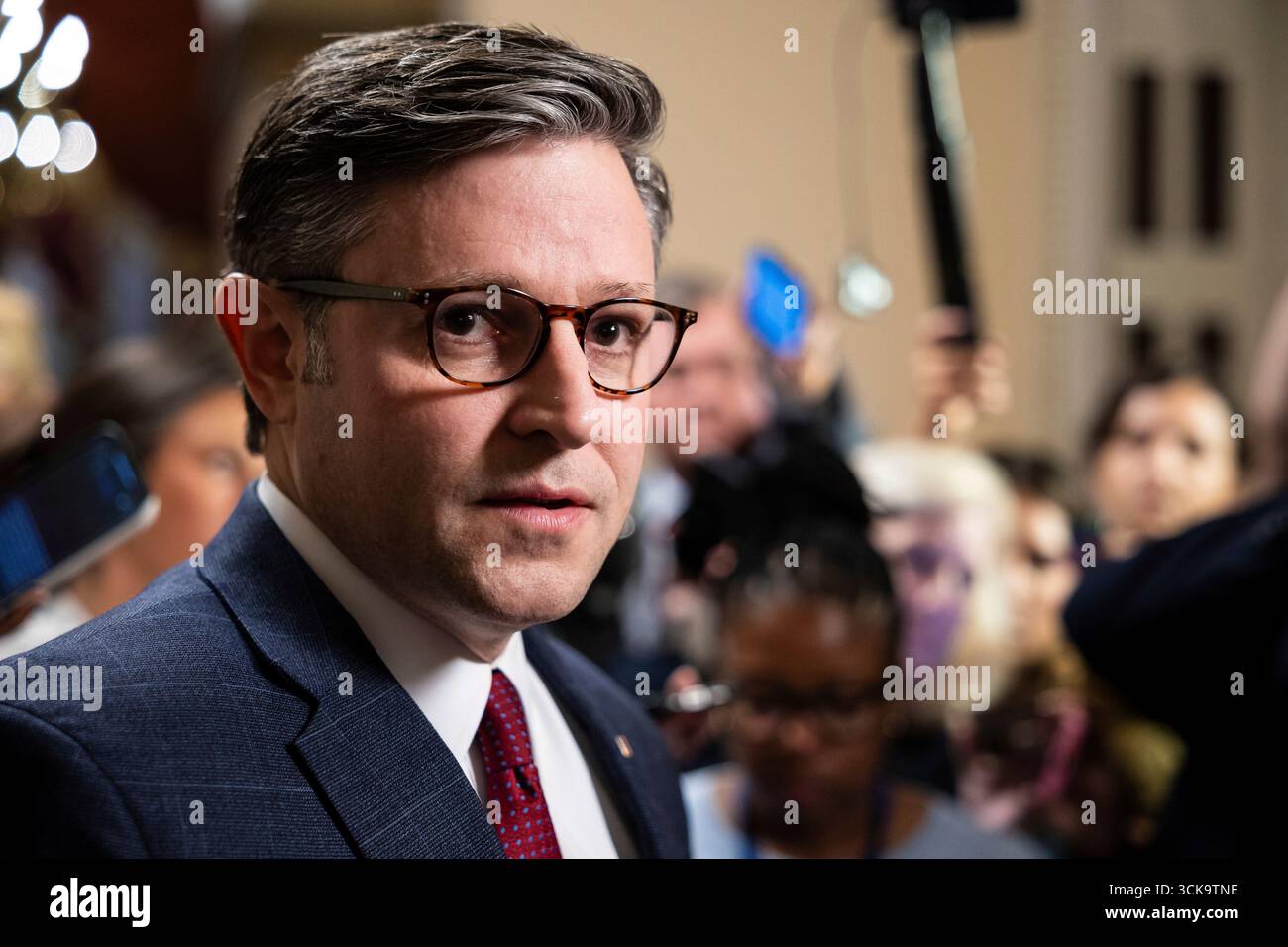 House Speaker Mike Johnson (R-La.) speaks with reporters at the U.S ...