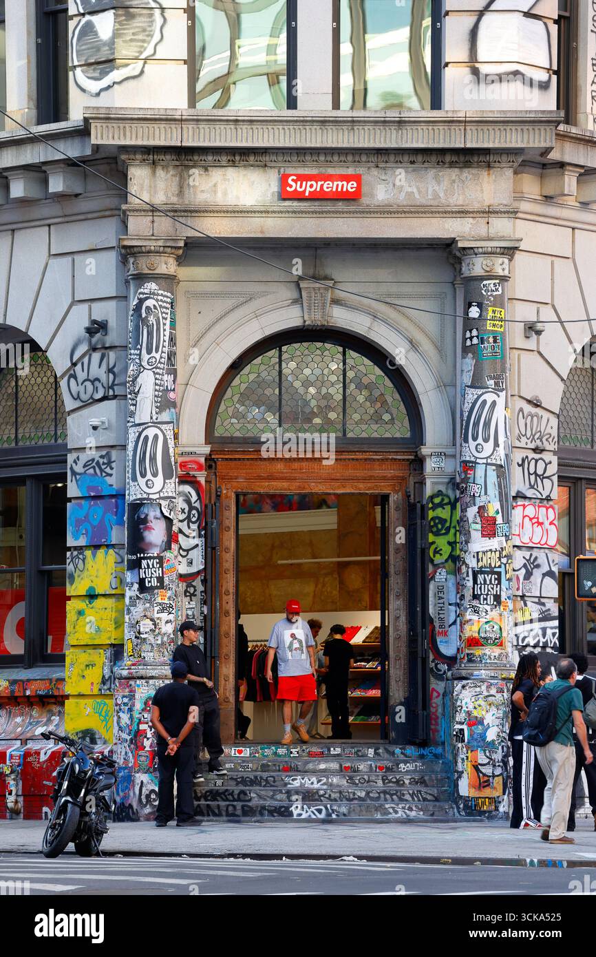Supreme, 190 Bowery, New York, a graffiti riddled, vandalized
