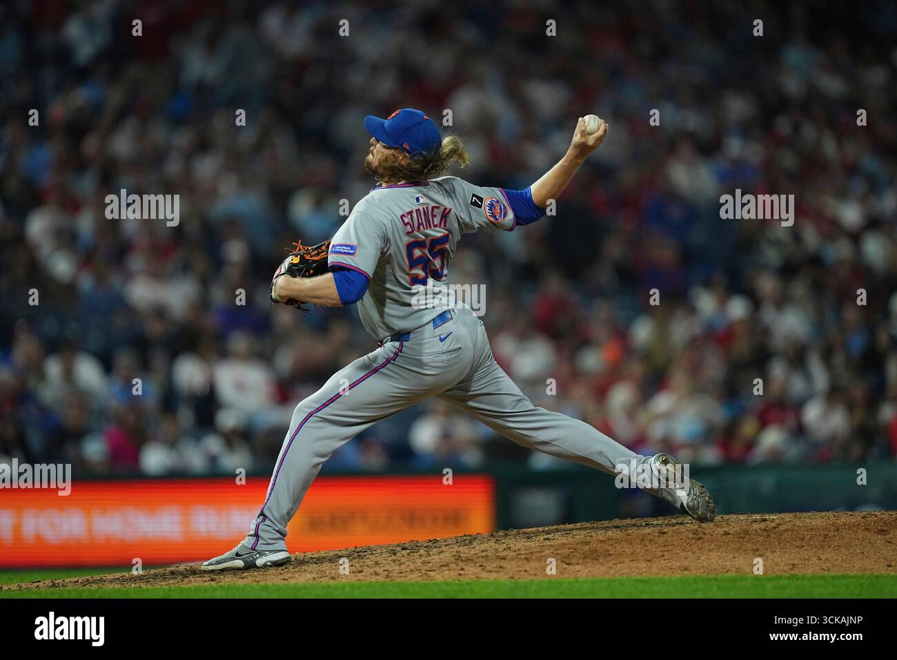 New York Mets pitcher Ryne Stanek during the seventh inning of a