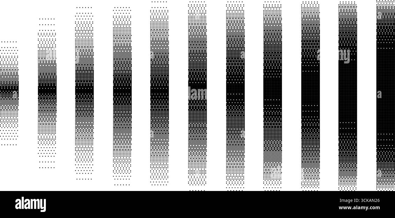 Pixel gradient fade pattern. Digital halftone gradients strips with ...