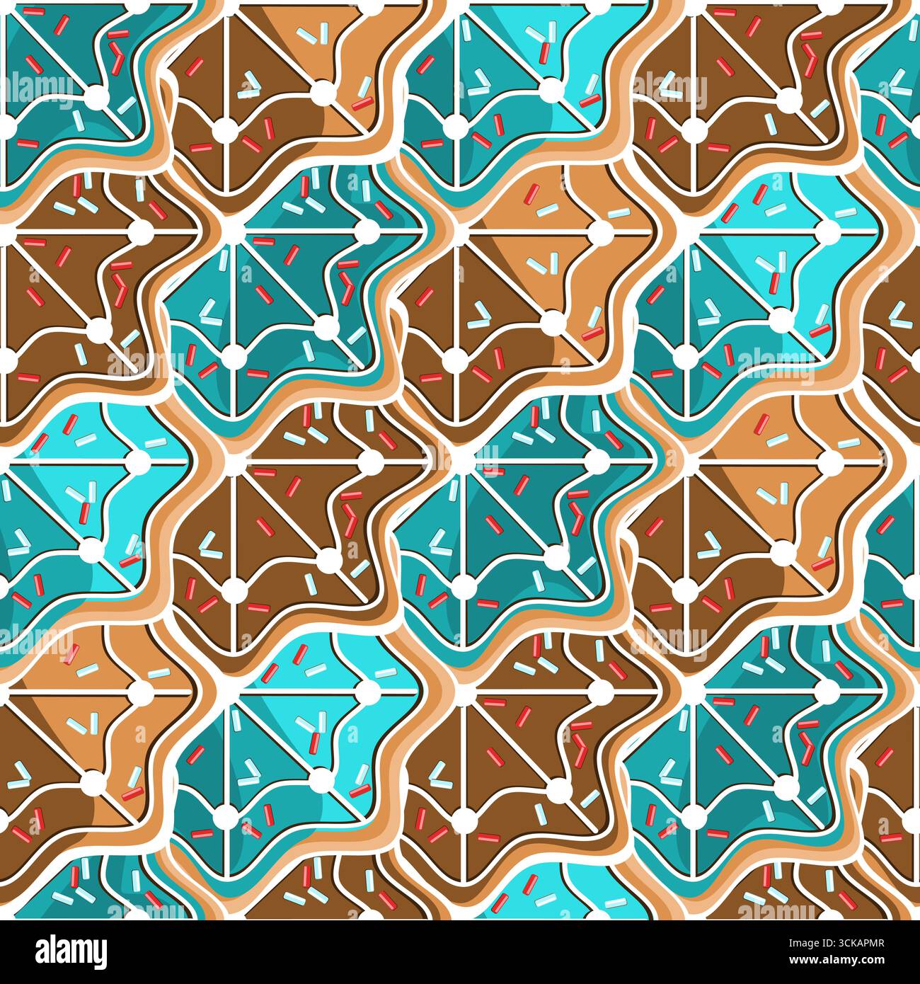 Gingerbread coloured cookies with icing seamless pattern vector illustration Stock Vector