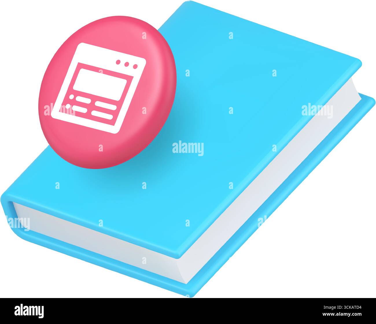 Book and browser icon for educational platforms and online learning interfaces. Represents study, research, knowledge, internet, and digital resources Stock Vector