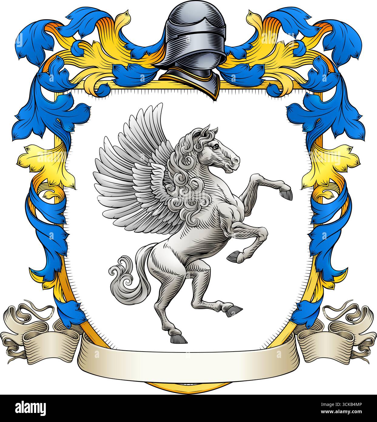 Coat of Arms Crest Pegasus Heraldry Knight Shield Stock Vector Image ...