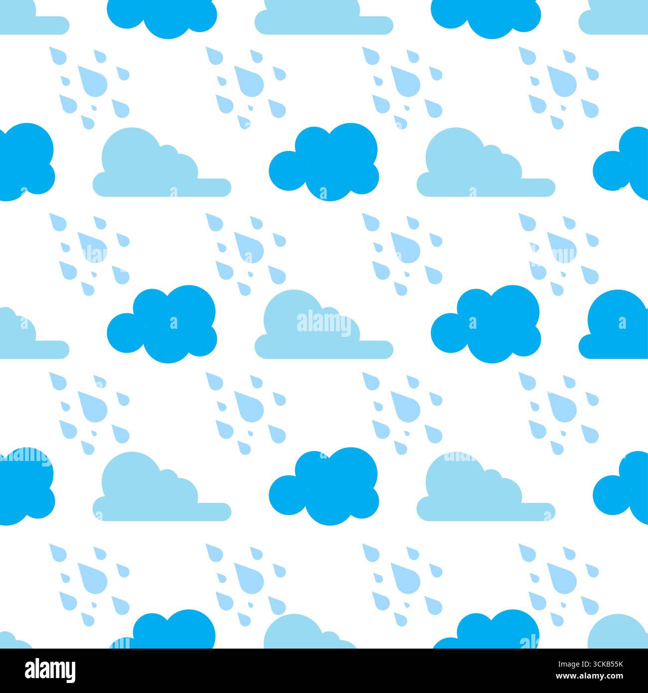 Blue Cloud With Rain Seamless Pattern Vector Illustration Stock Vector