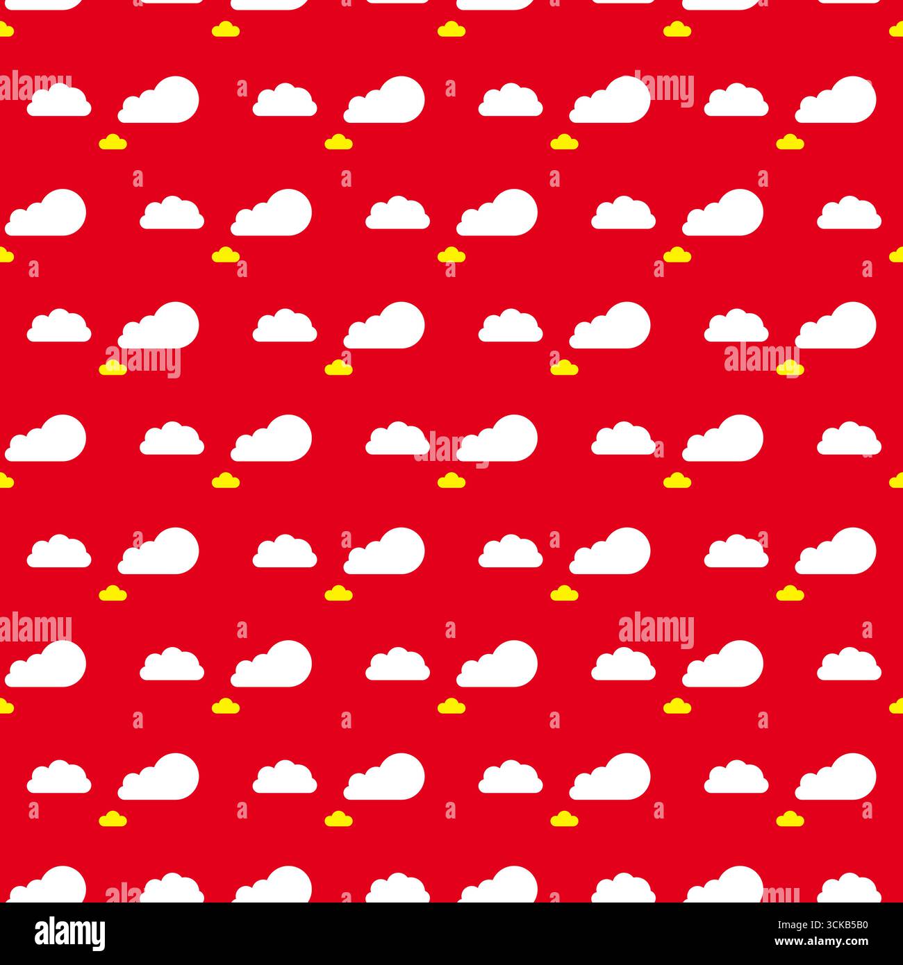 Simple Cloud Seamless Pattern With Red Background Stock Vector