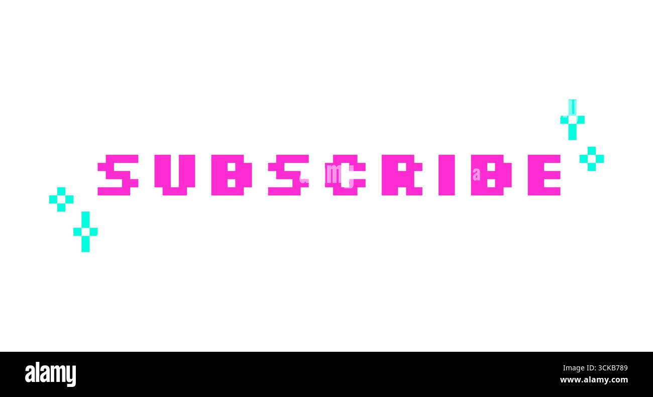 Subscribe pink pixel art social media button word Stock Vector Image ...