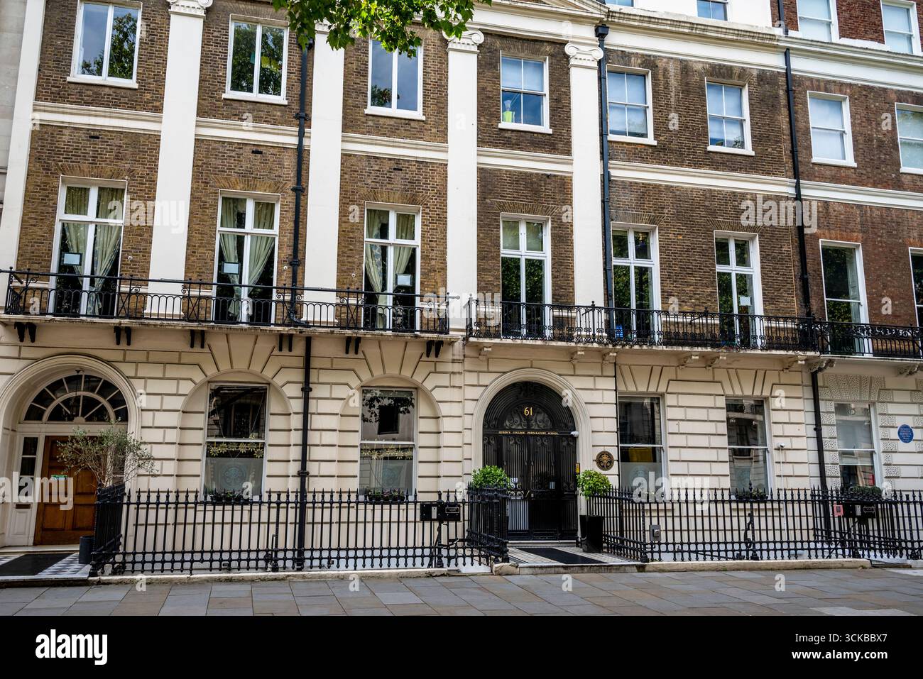 A row of Georgian townhouses in Portland Place, London, England, UK Stock Photo