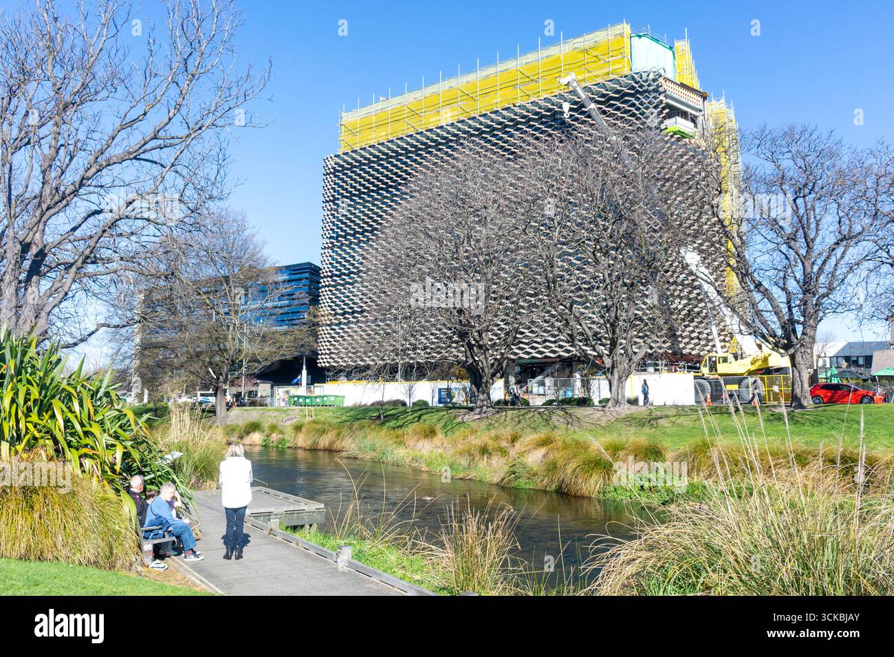 View across Avon River from Cambridge Terrace, Christchurch Central City, Christchurch (Ōtautahi), Canterbury Region, New Zealand Stock Photo