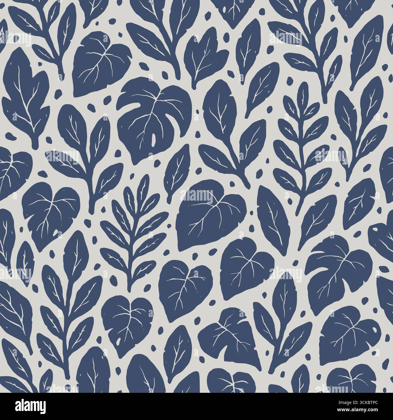Exotic rainforest leaves seamless pattern. Vector illustration flat design background. Stock Vector