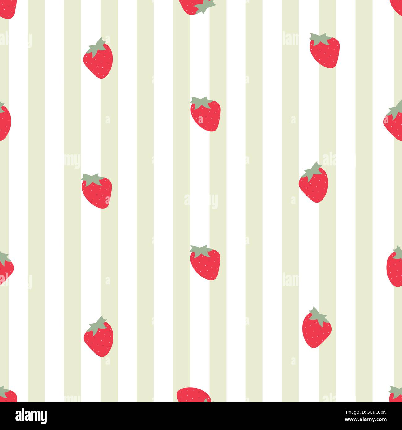 Green and white stripe pattern strawberries pattern Stock Vector