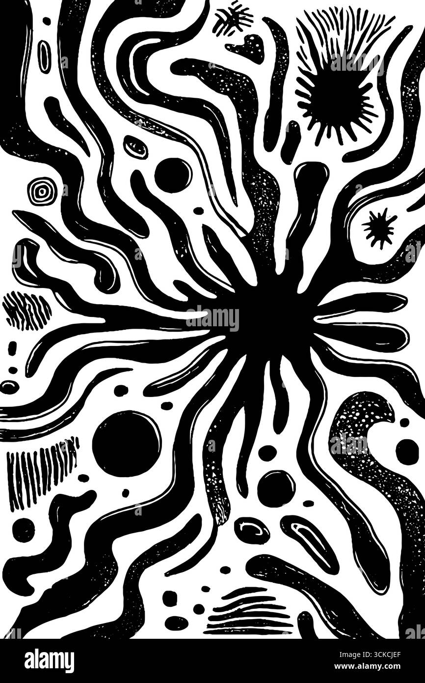 Black and white abstract fluid patterns for design and art projects ...