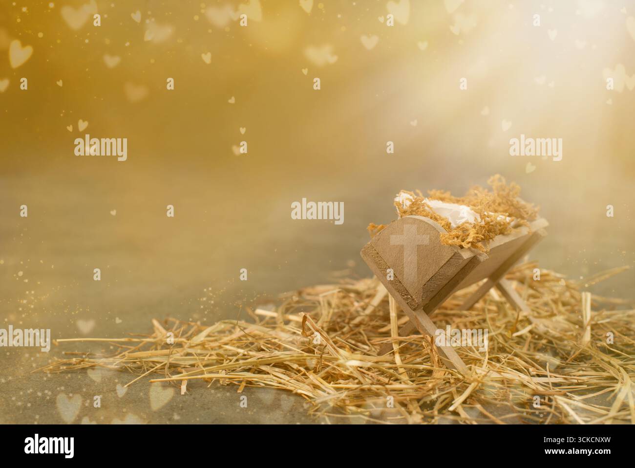 Birth of Jesus Christ in Bethlehem, light is shinning on the manger ...