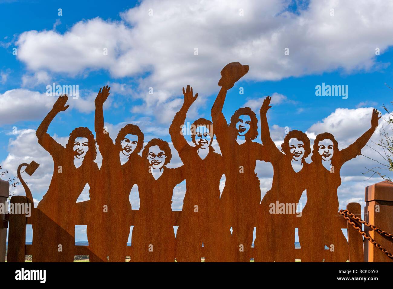 The Land Girls Gate a metal memorial at Clochan in Moray to women who served in the Land Army in Scotland Stock Photo