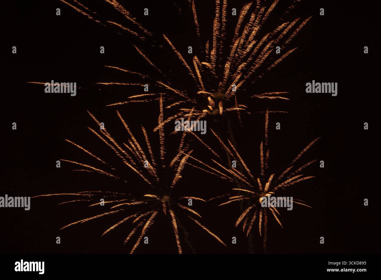 A fireworks display against the night sky Stock Photo