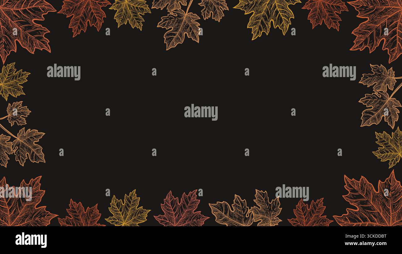 Dark autumn leaves frame with colorful foliage illustration Stock Photo ...
