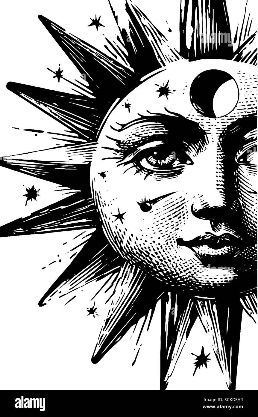 Celestial designs vector sun and moon hi-res stock photography and ...