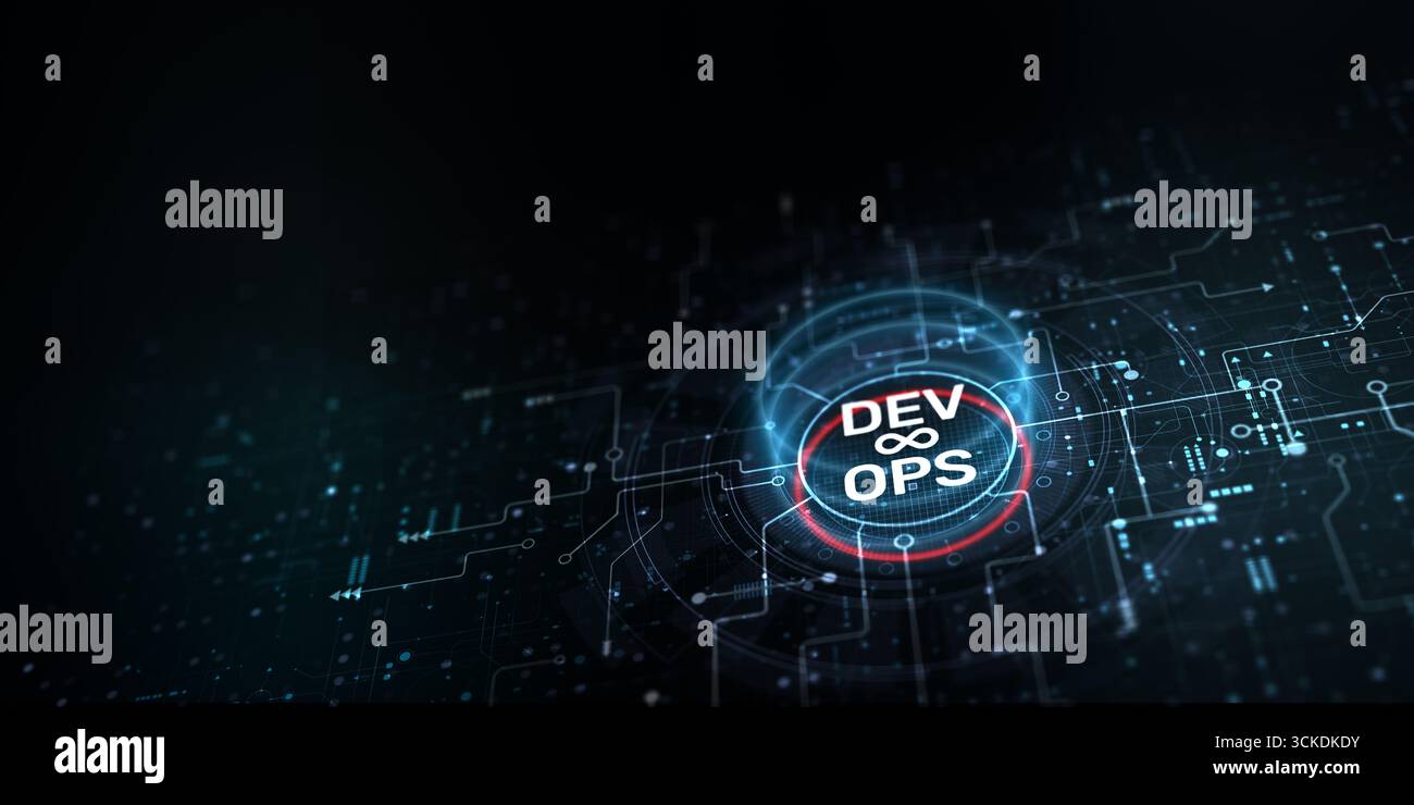 DevOps Concept: Integrating Development and Operations for Enhanced Software Delivery. Stock Photo