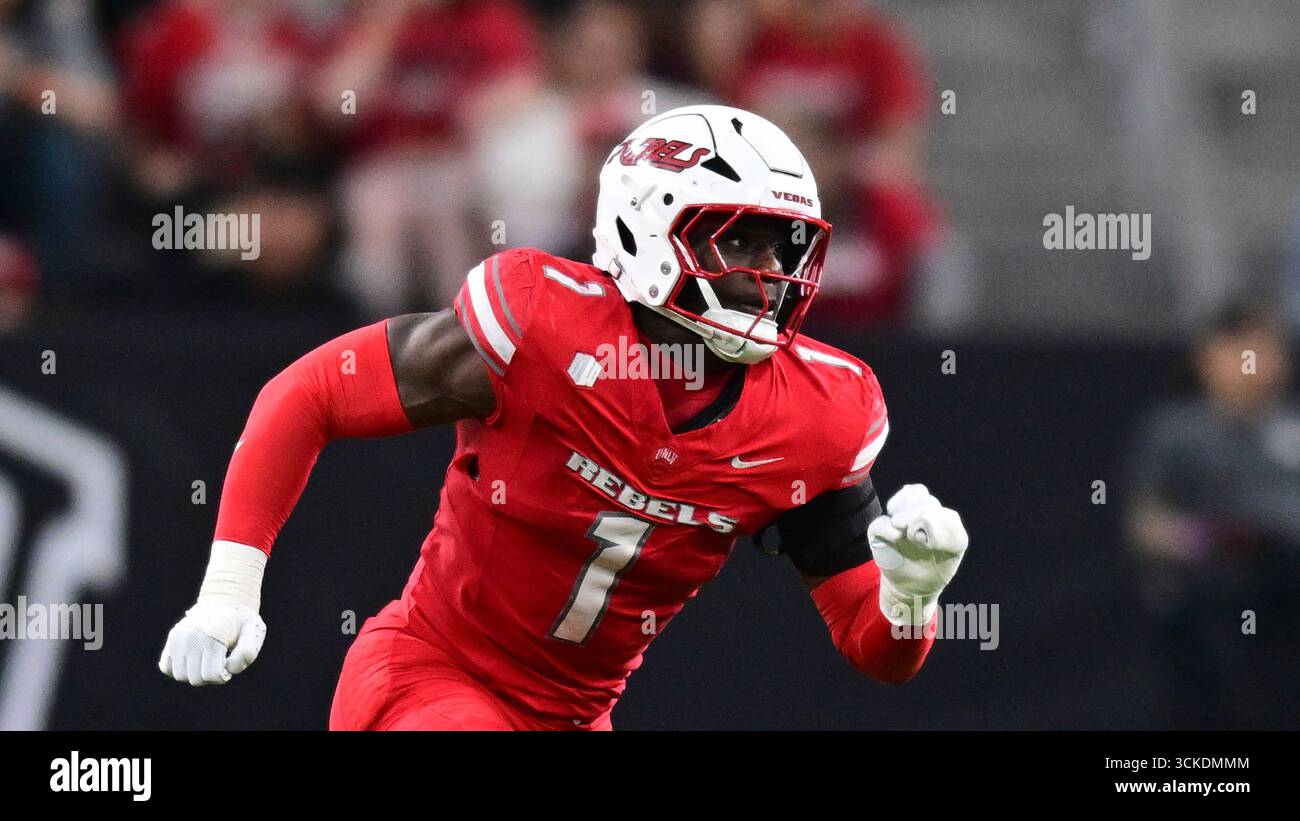 UNLV linebacker Chief Borders (1) during an NCAA football game on ...