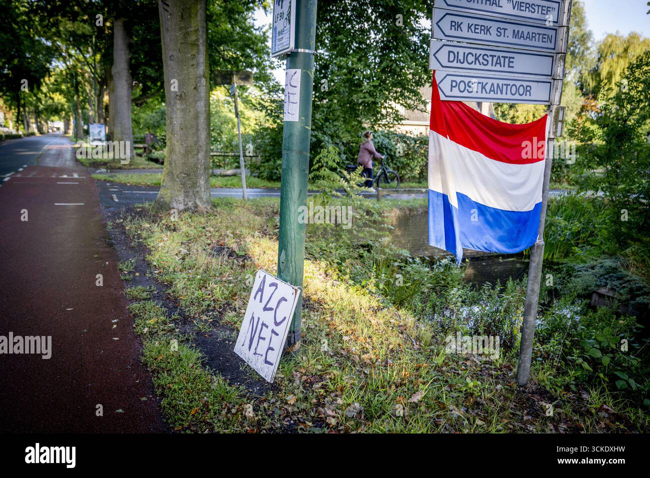 MAARTENSDIJK - Demonstration signs against the arrival of an asylum ...
