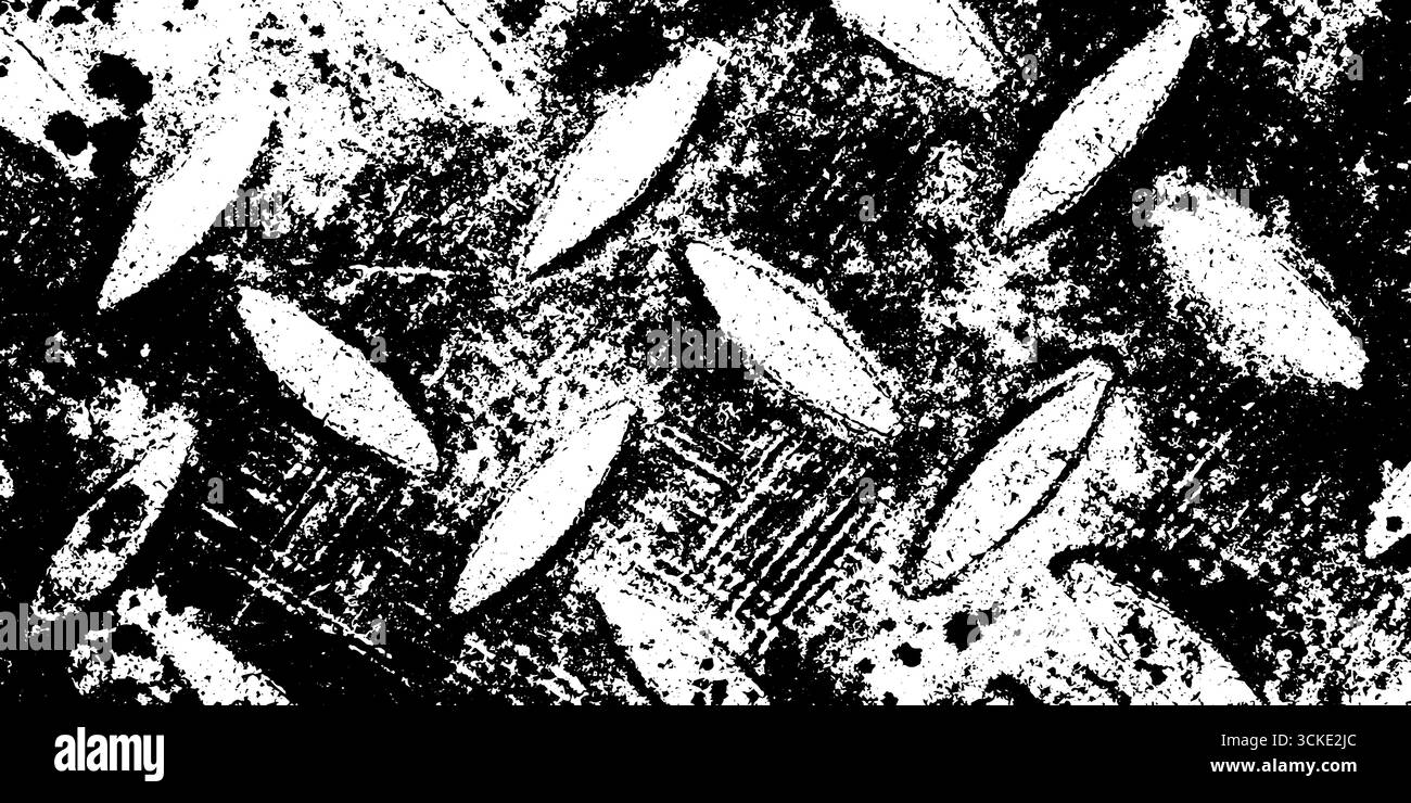 Image showcasing Industrial diamond plate texture with worn raised lozenges for grunge ...