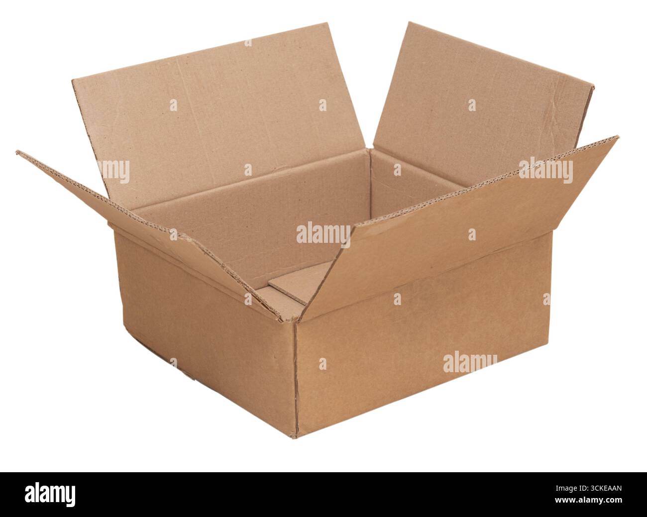 Open box isolated on white background. Side view Stock Photo - Alamy