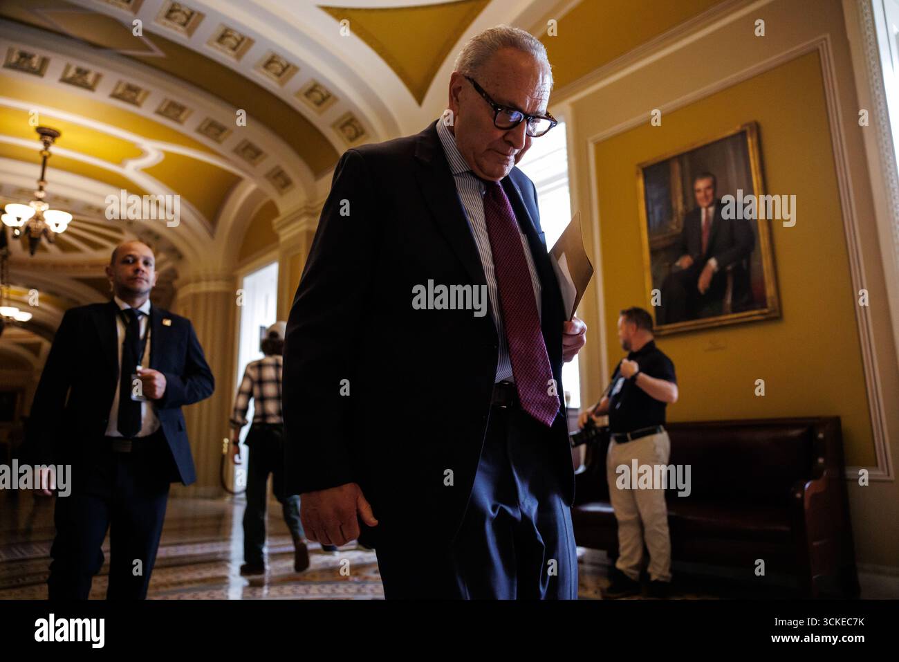 Senate Minority Leader Chuck Schumer (D-NY) walks to his office after ...