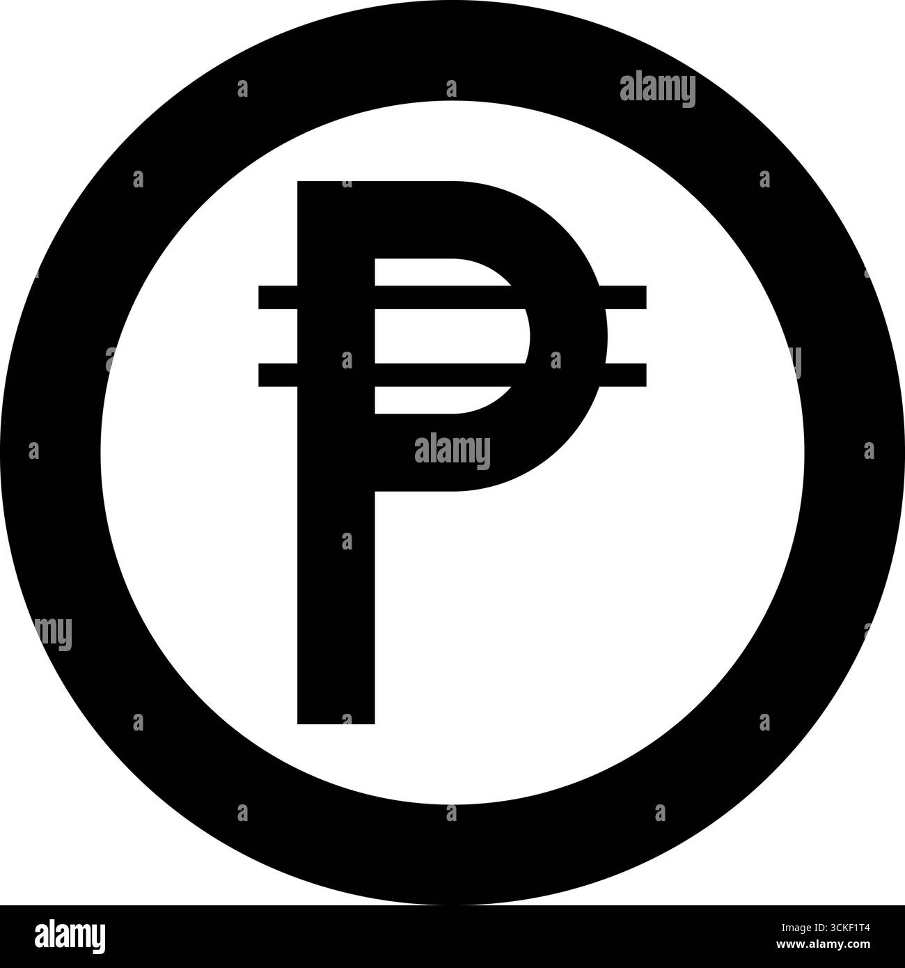 Filipino Peso sign symbol currency icon in circle round black color vector illustration image solid outline style simple Stock Vector