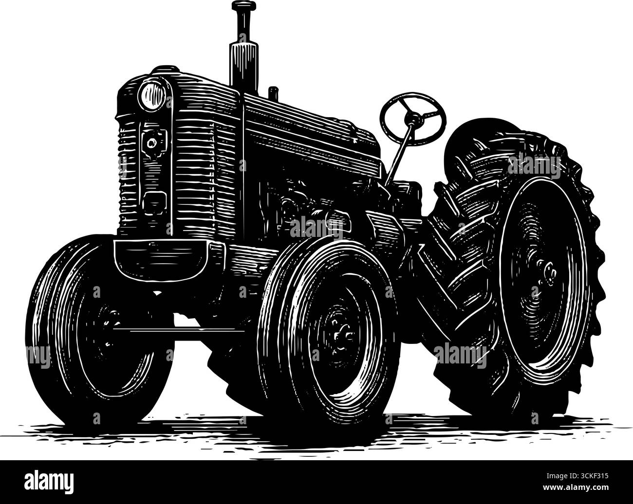 Vintage engraved illustration of tractor with large rear wheels for ...