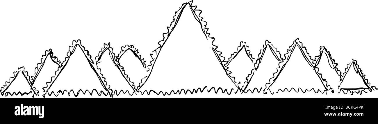 Geometric doodle border with hand drawn triangle chain design for ...