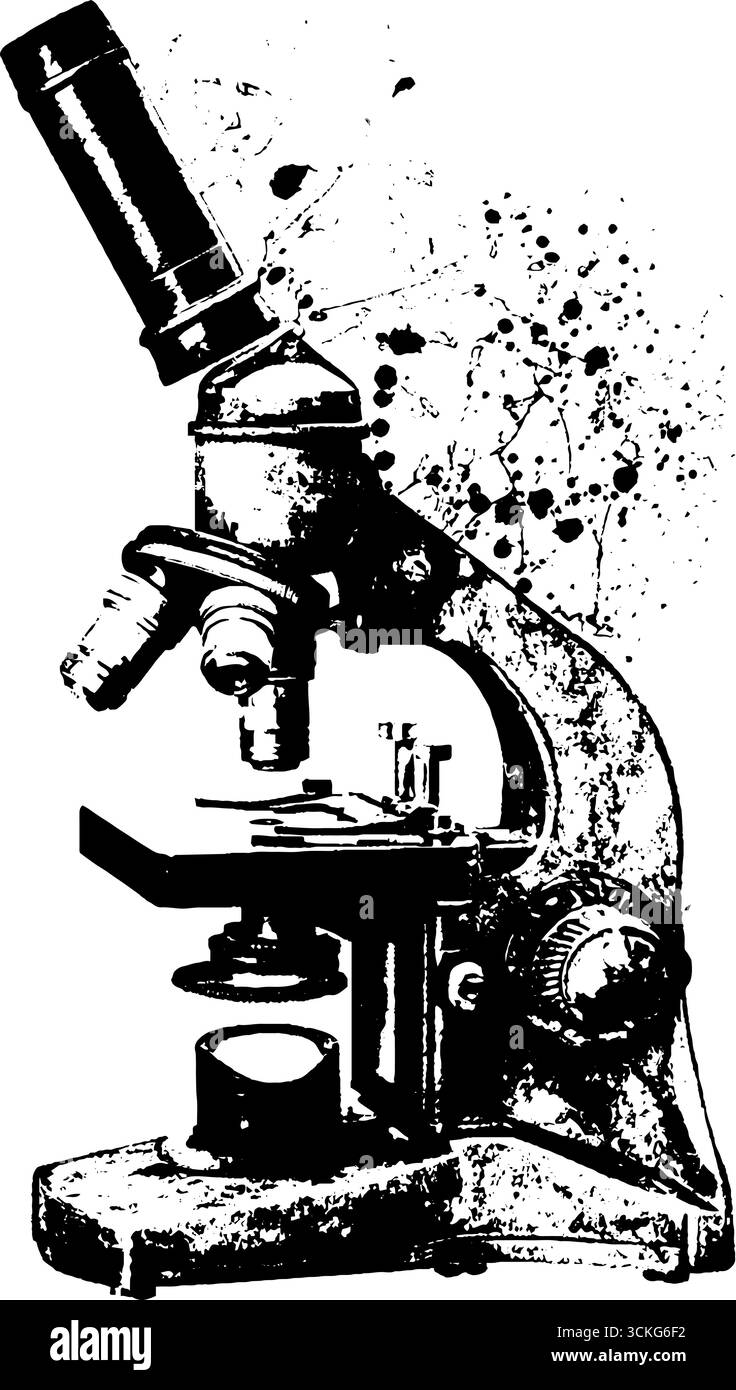 Old microscope study Black and White Stock Photos & Images - Alamy