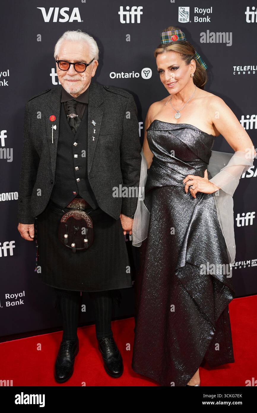 (LR) Brian Cox and Nicole AnsariCox attend the red carpet for the