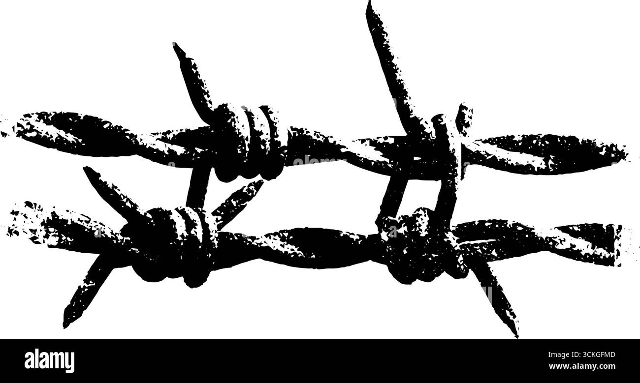 Grunge black and white barbed wire illustration for urban design Stock ...