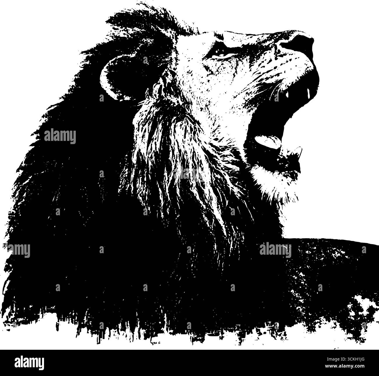 Weathered black and white lion silhouette for urban art and design ...