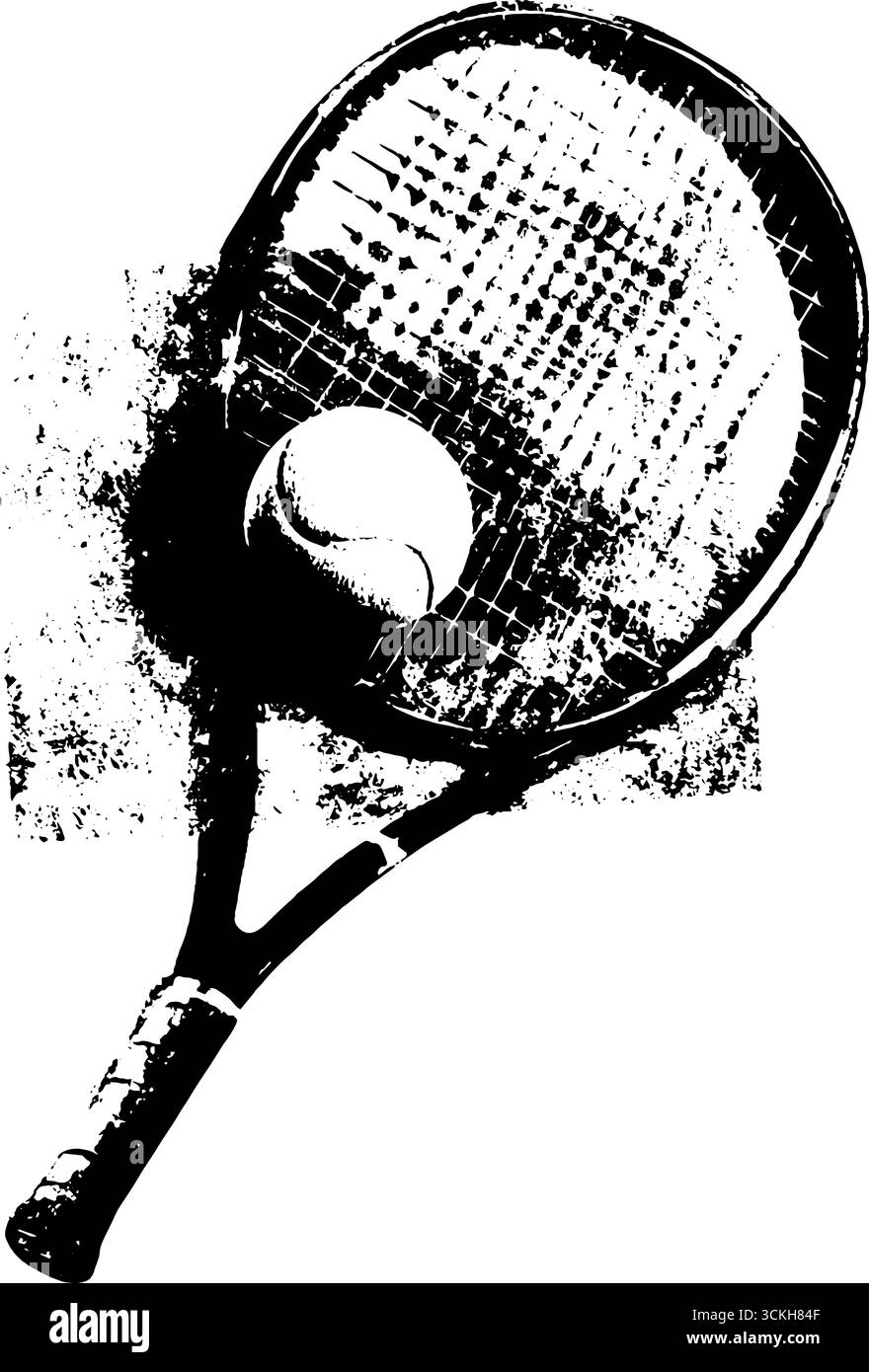 Stencil Racket High contrast tennis racket and ball stencil art for urban design Stock ...