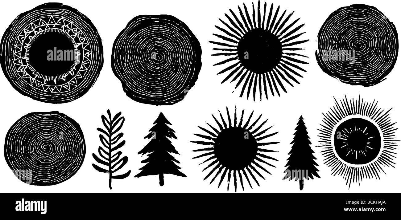 Photo inspiration: Rustic Scandinavian Linocut Emblem And Spiral Composition For Creative Photo Inspiration