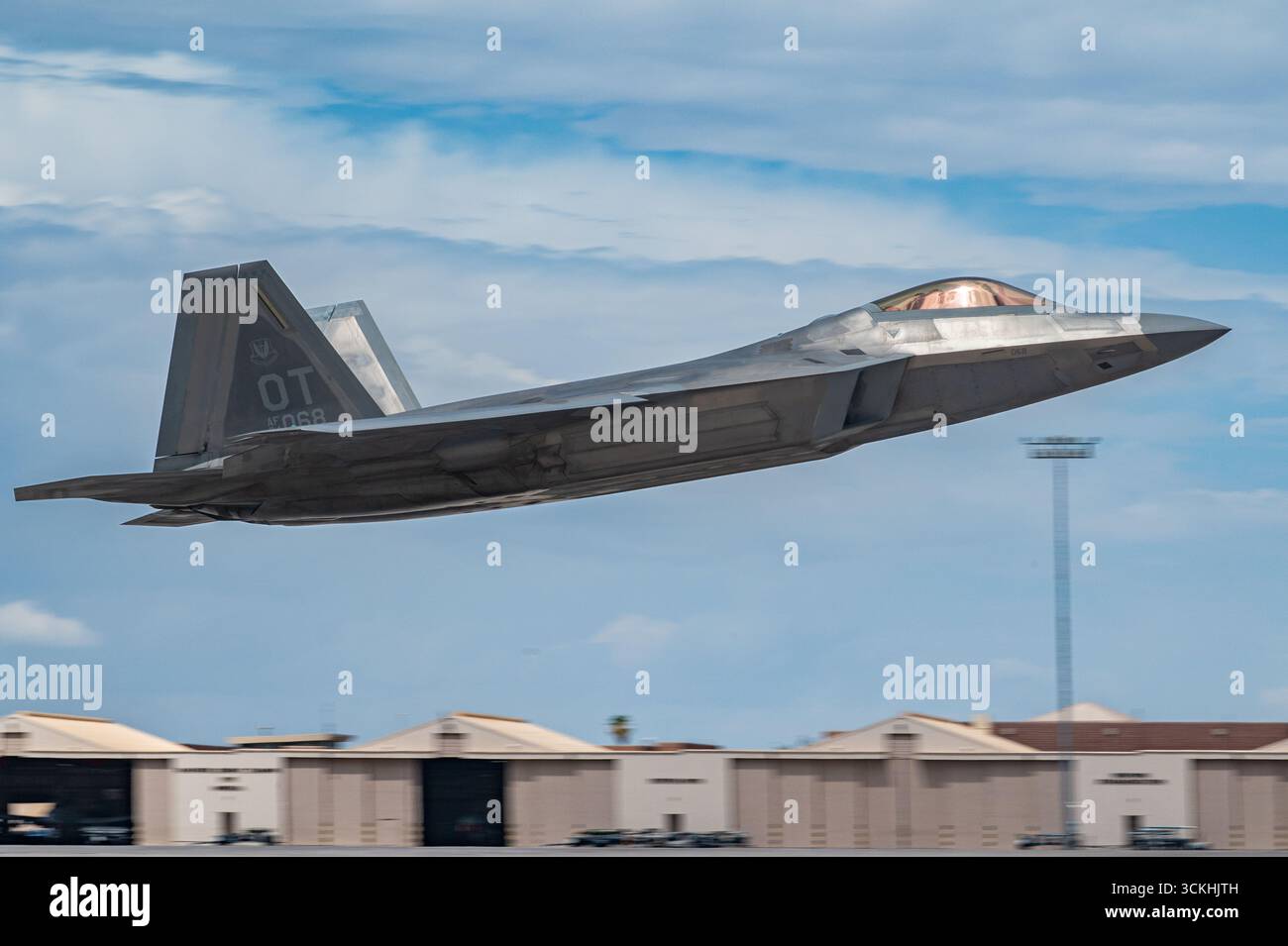 A U.S. Air Force F-22 Raptor fighter jet assigned to the 422nd Test and ...