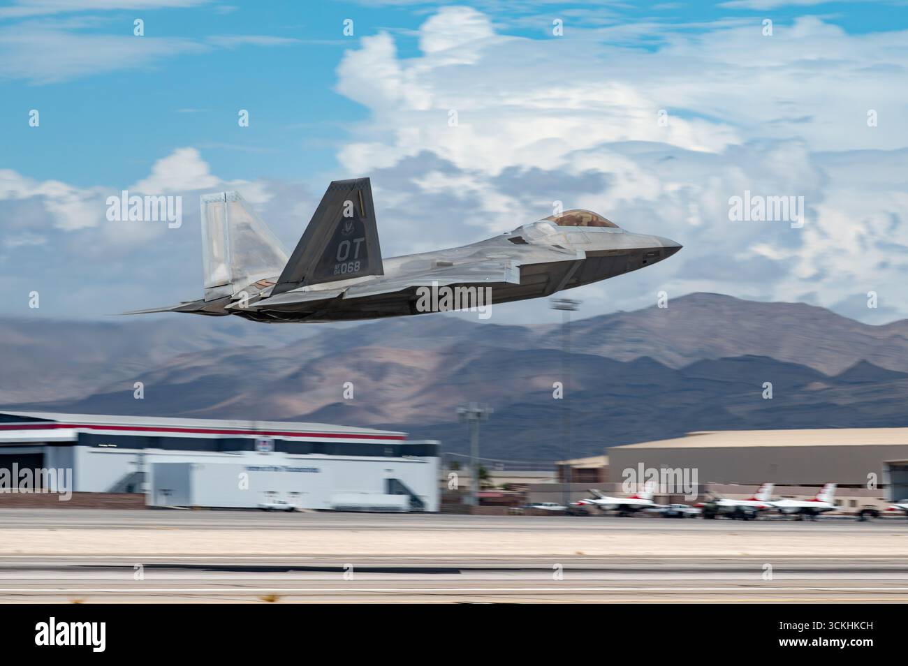 A U.S. Air Force F-22 Raptor fighter jet assigned to the 422nd Test and ...