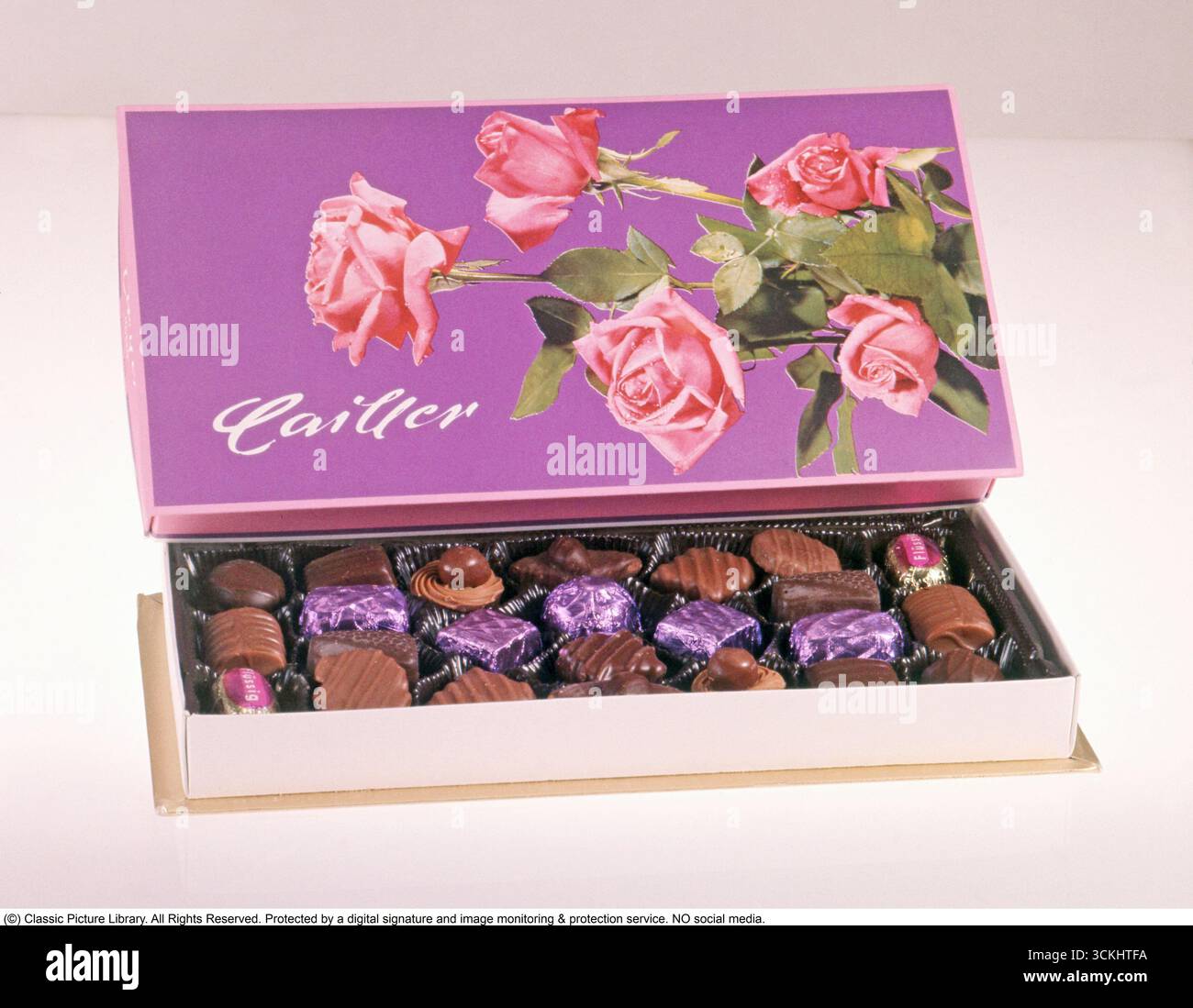 Boxes of chocolate 1960s. A box with assorted chocolates by the