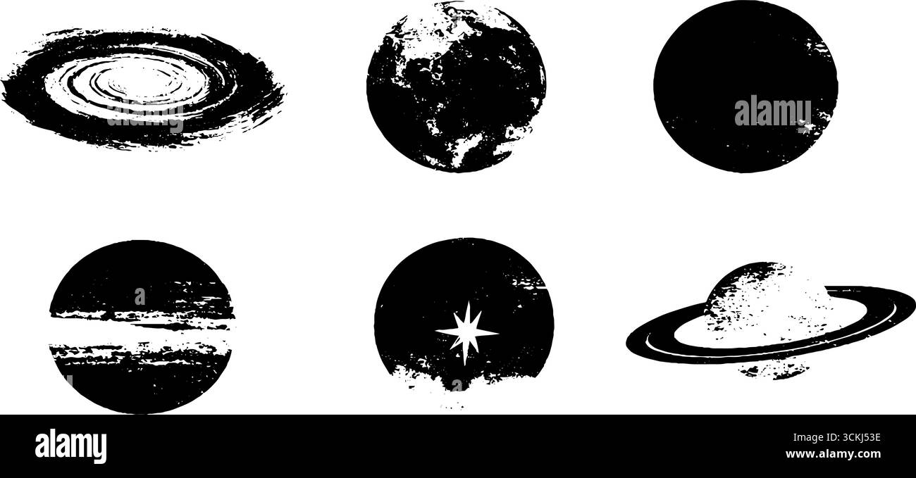 Solar system orbits and milky way Black and White Stock Photos & Images ...