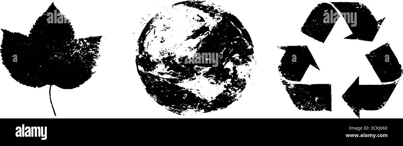 Eco friendly Black And White Stencil Collection Featuring Leaf Earth 