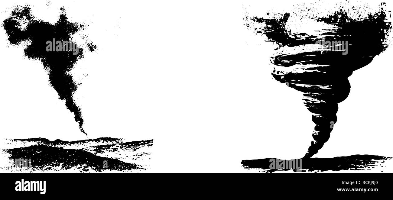 Black and white tornado stencil art set for urban design projects Stock ...