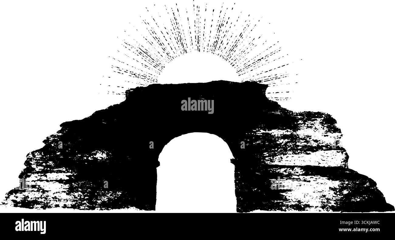 Roman arch stencil design in black and white for historic art projects ...
