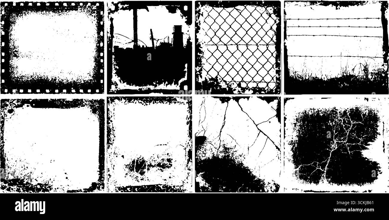 Grunge stencil collection of rusty textures for urban design projects