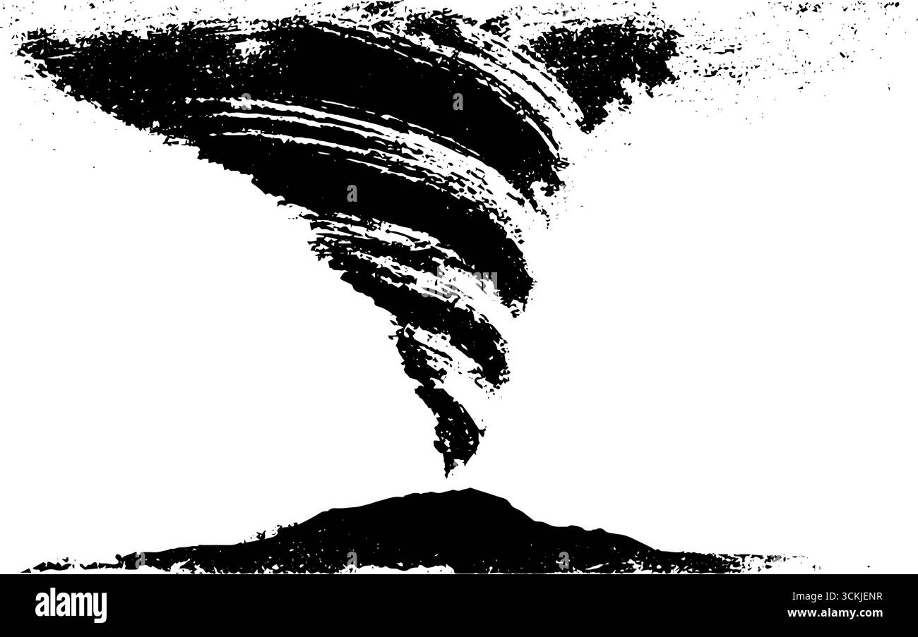 Black and white tornado stencil illustration for urban art and design ...