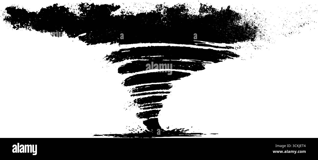 Black and white tornado stencil illustration set for urban design ...