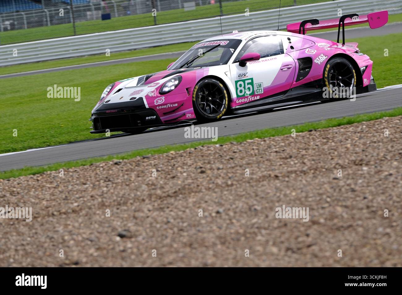 Towcester, UK. 12th Sep, 2025. ELMS - European Le Mans Series, Goodyear 4 Hours of Silverstone 2025 IRON DAMES/Porsche 911 GT3 R LMGT3/Clia MARTIN (FRA)/Sarah BOVY (BEL)/Michelle GATTING (DEN) on track action during practice session for the European Le Mans Series, Goodyear 4 Hours of Silverstone 2025 at Silverstone Circuit, United Kingdom, from 12th - 14th September 2025. ( Credit: Rob Gray/Alamy Live News Stock Photo